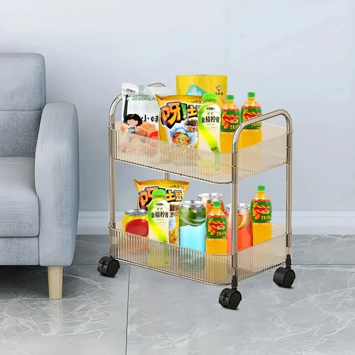 Premium 2 Layer Storage Trolley with Wheels – Compact & Movable Organizer - Buy Online at Alikart