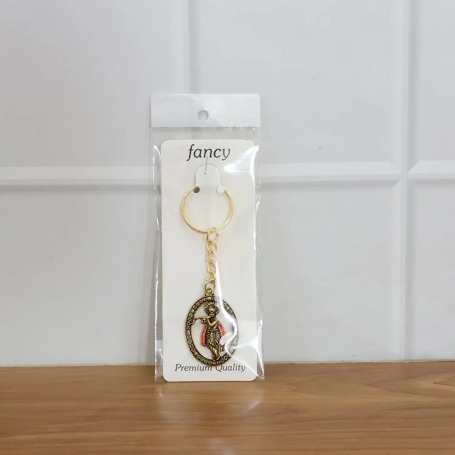 Lord Krishna Metal Keychain – Traditional Spiritual Accessory - Detailed Feature View 6