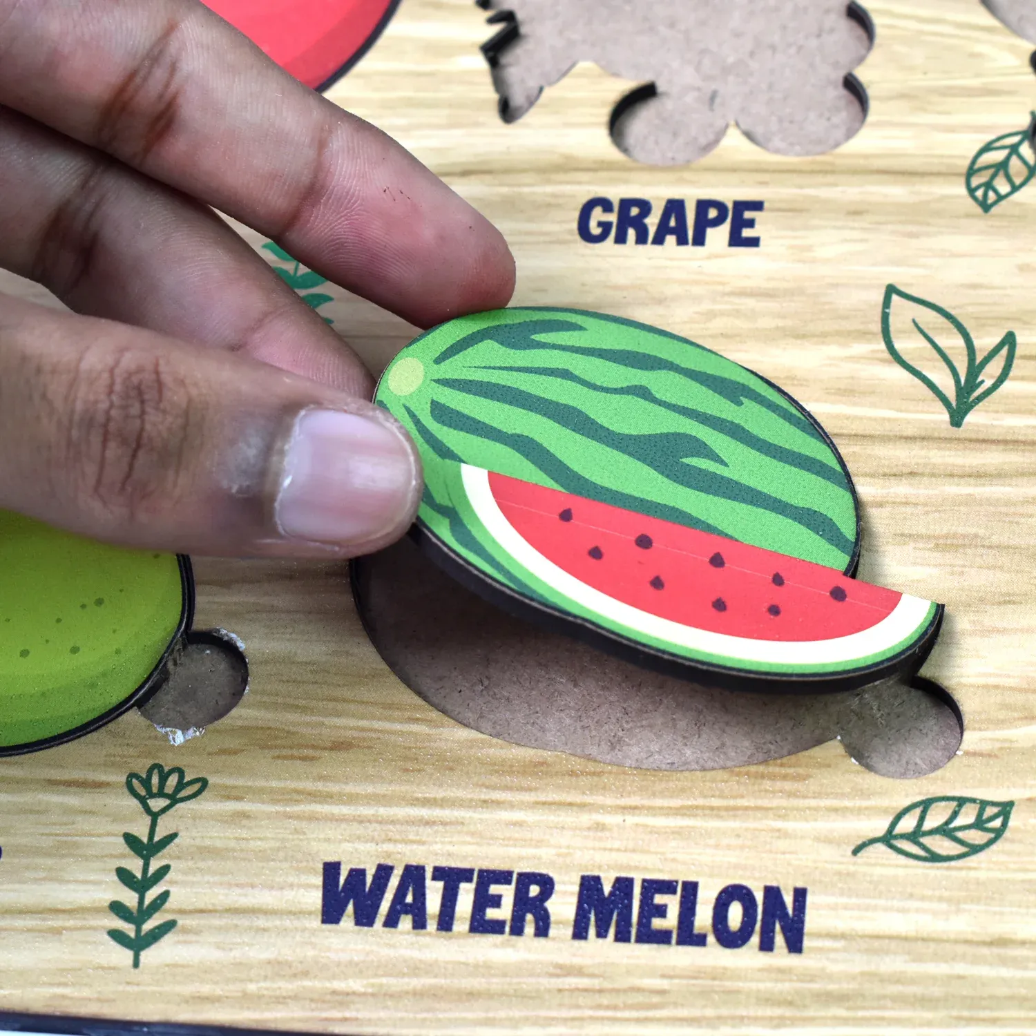 Wooden Fruit Puzzle – Toddler Learning Board | Inventive Play - Detailed Feature View 6