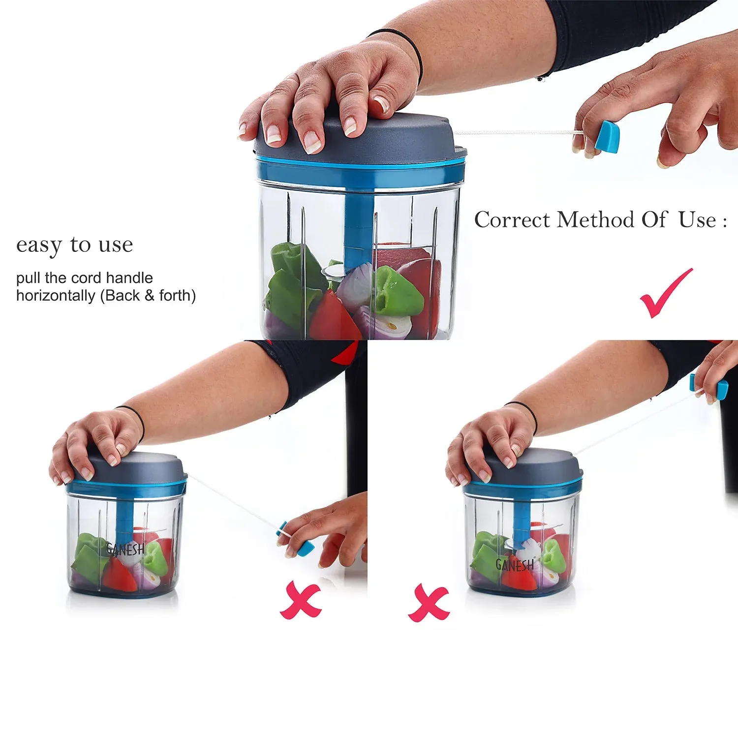 Master Chopper XL 900ml – 5 Stainless Steel Blades | Ganesh - Detailed Feature View 9
