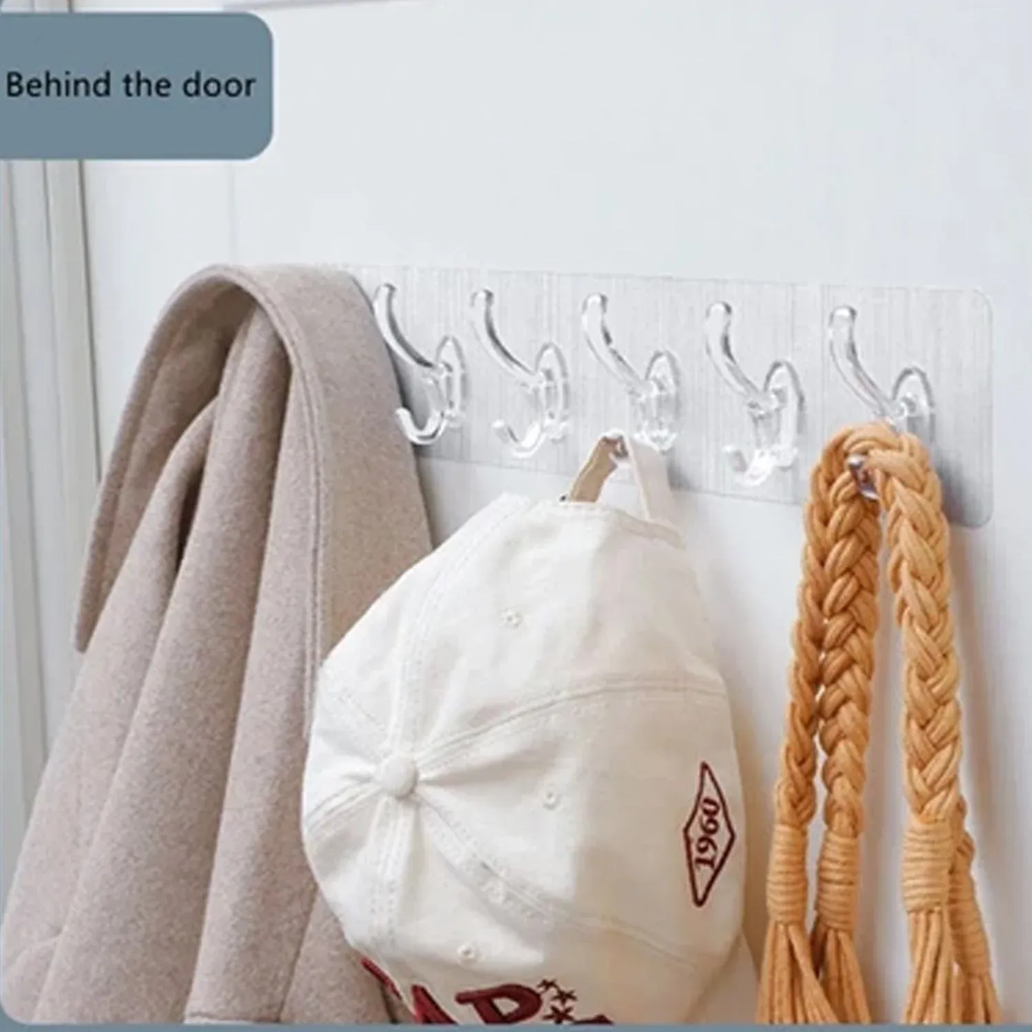 Wall Hook Rail – Heavy Duty 6-Pin Transparent Golden | GlimmerHome - Detailed Feature View 4