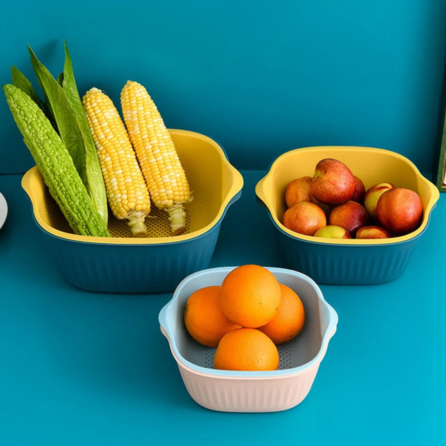 Premium Washing Bowl & Strainer – Plastic Kitchen Basket Set | Vastate - Buy Online at Alikart