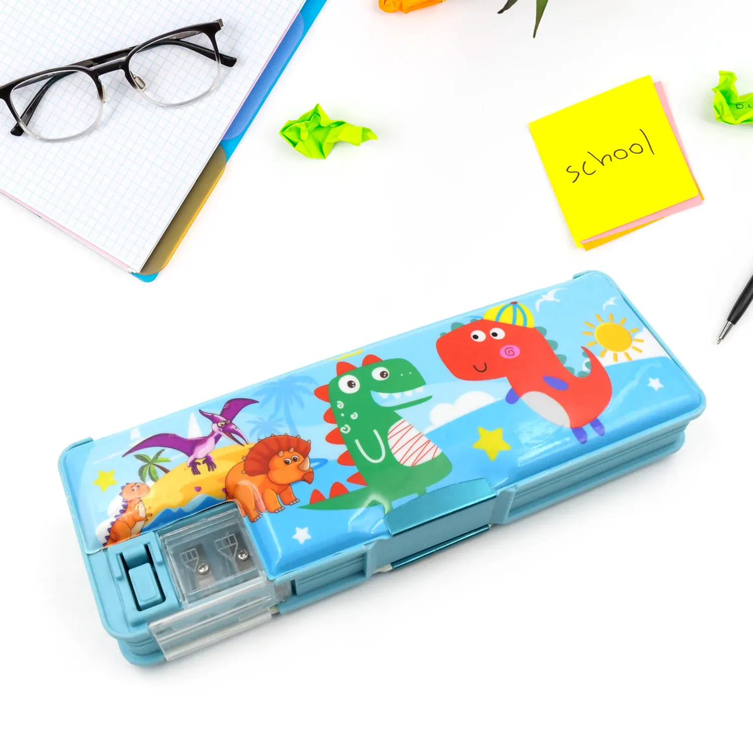 Kids Pencil Case – Dual Compartment Stationery Box | Deskrova - Detailed Feature View 12