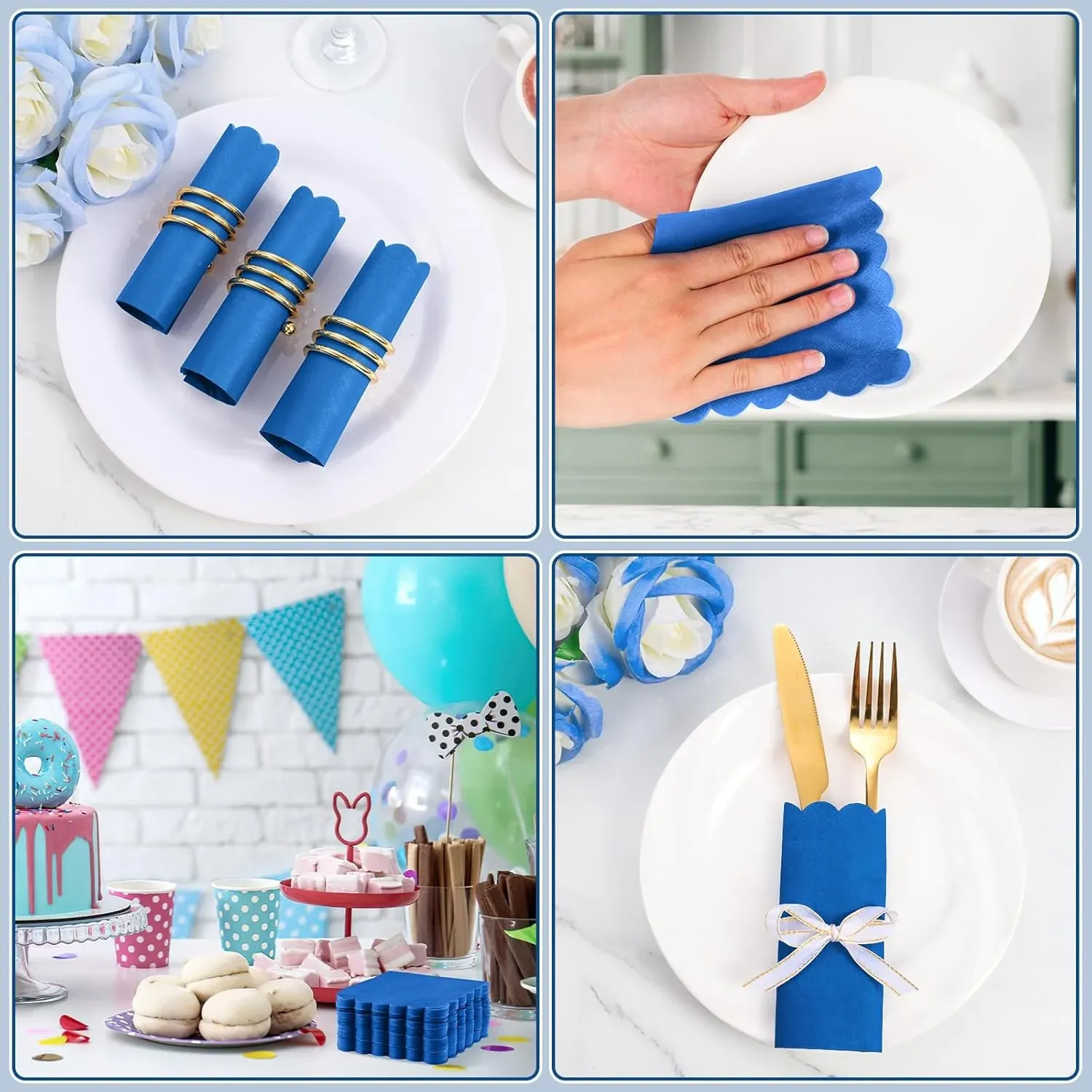 Royal Scalloped Paper Napkins – Soft 120 Pc Disposable Set - Detailed Feature View 2