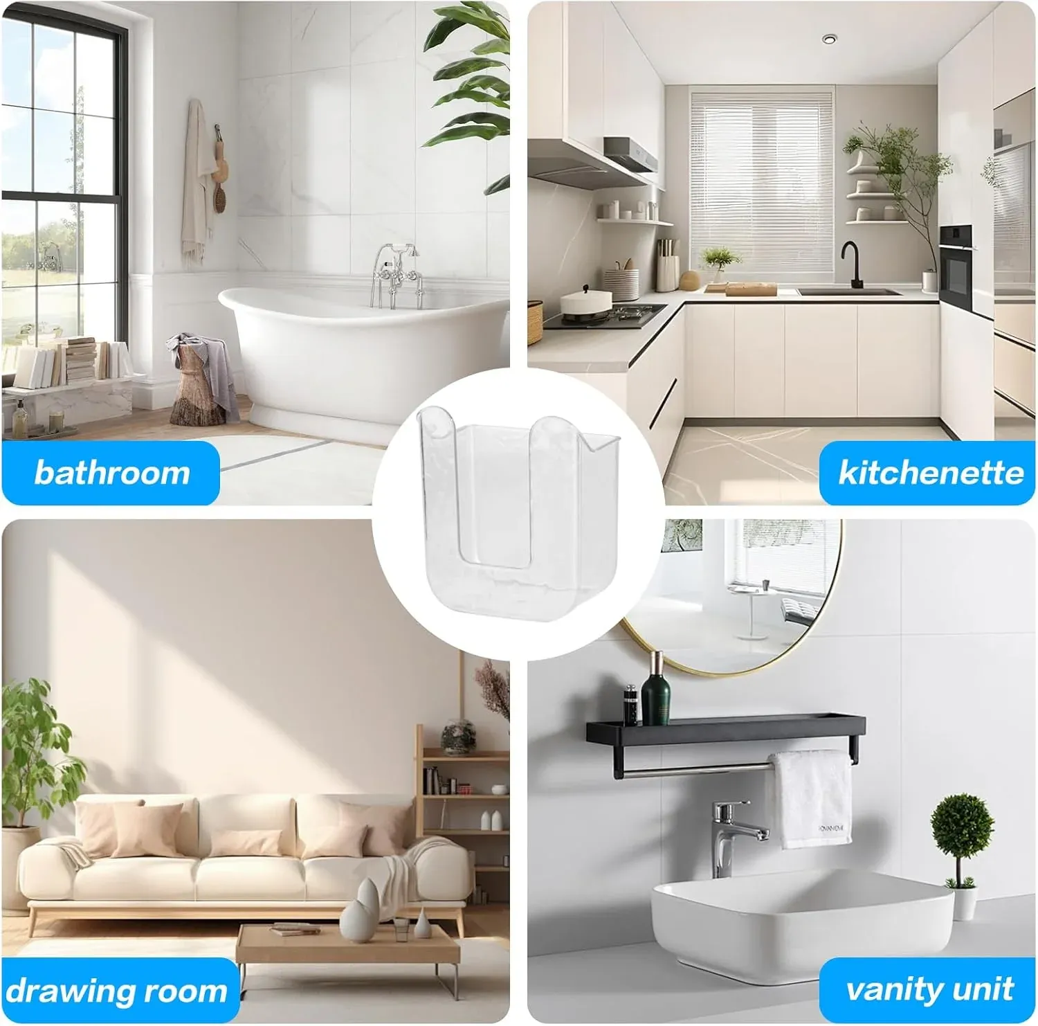 Tissue Dispenser Holder – Self-Adhesive Wall-Mounted Design - Detailed Feature View 3