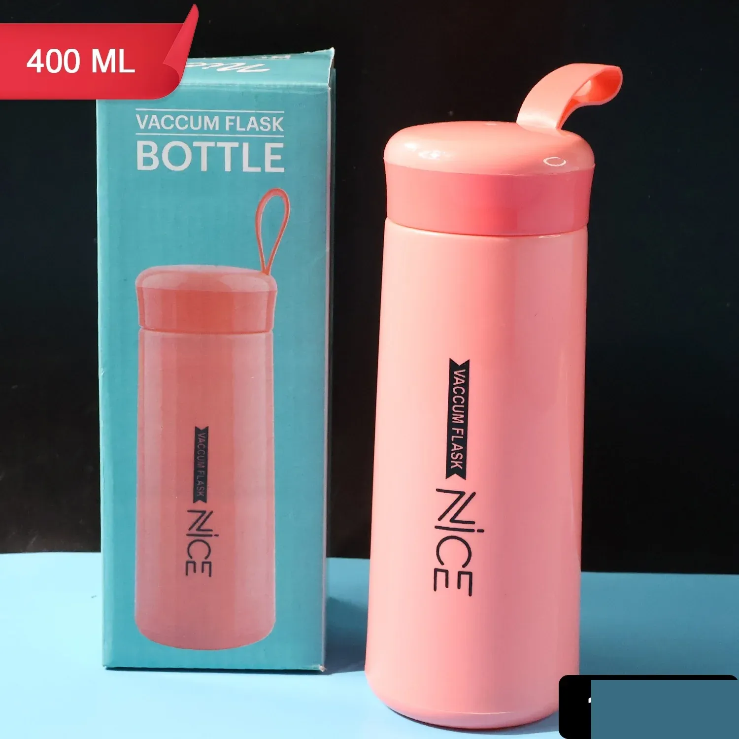 Plastic Water Bottle – Leak-Proof Pink 400ML Bottle with Strap - Detailed Feature View 1