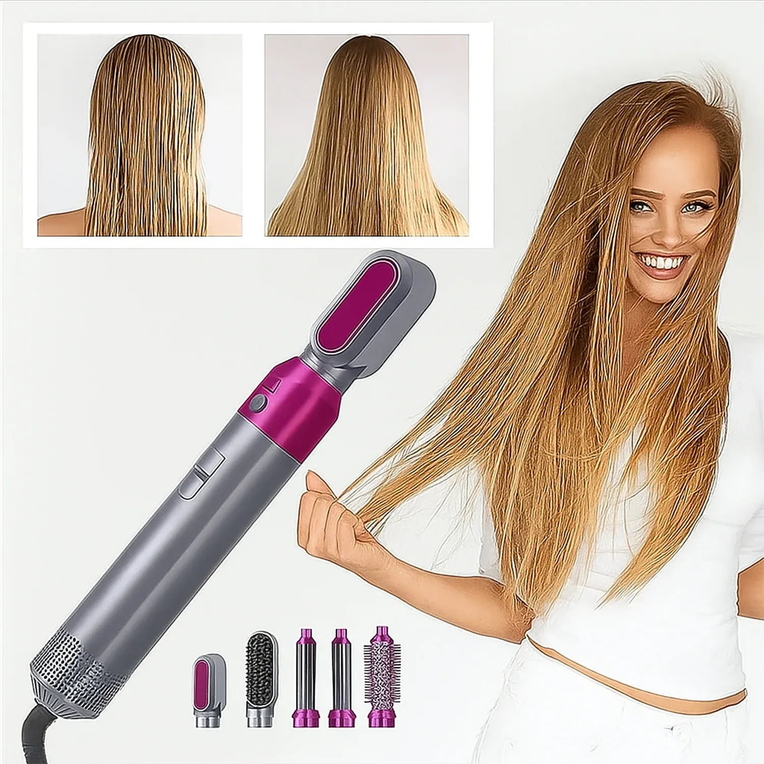 5 In 1 Hair Dryer Brush – Multifunctional Hot Air Styler with 1000W Power - Detailed Feature View 1