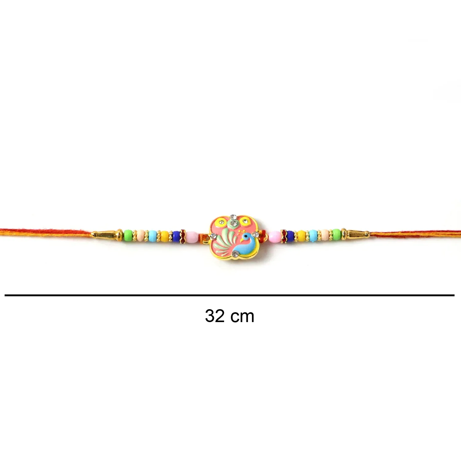 Rakhi – Colorful Peacock Design with Decorative Beads for Raksha Bandhan - Detailed Feature View 7