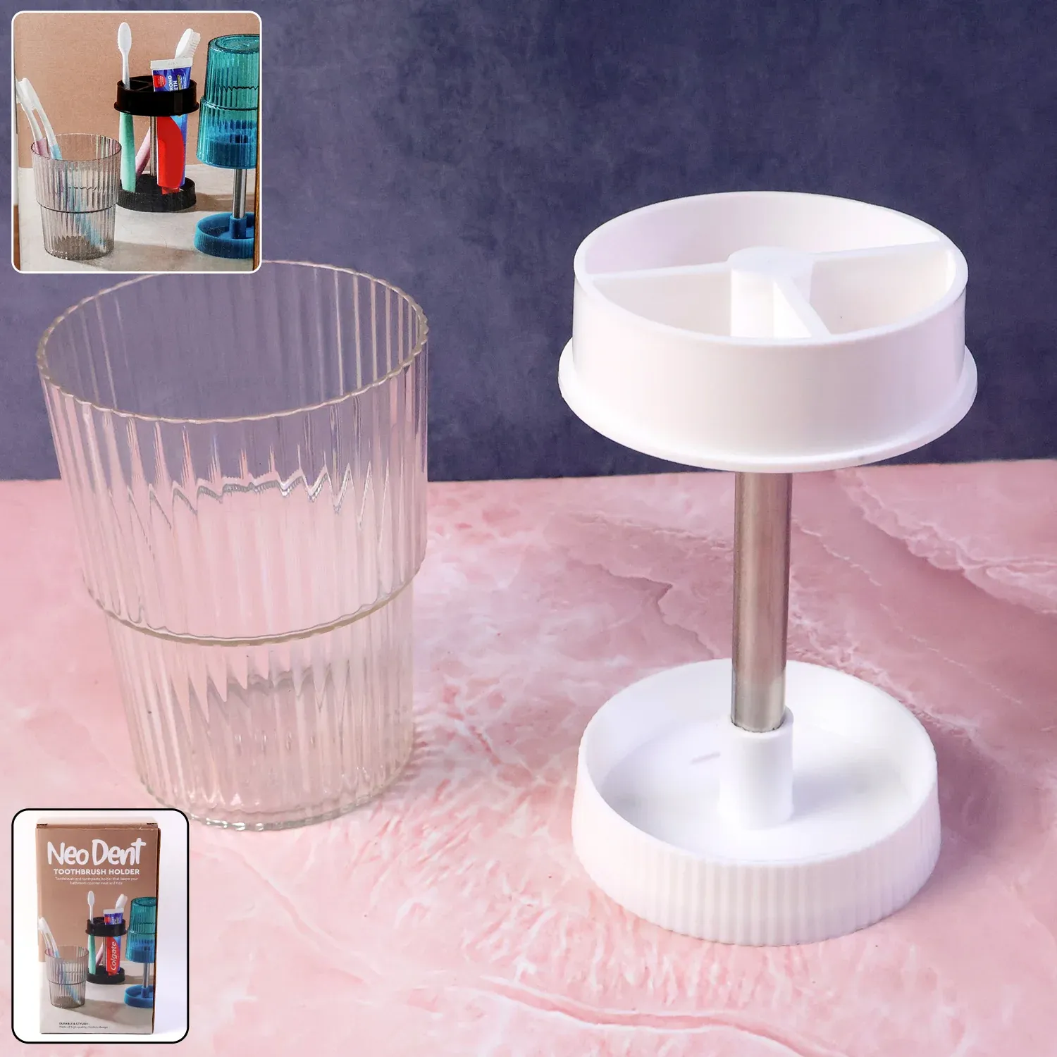 Premium Rotating Toothbrush Holder Stand – Space-Saving Bathroom Organizer - Buy Online at Alikart