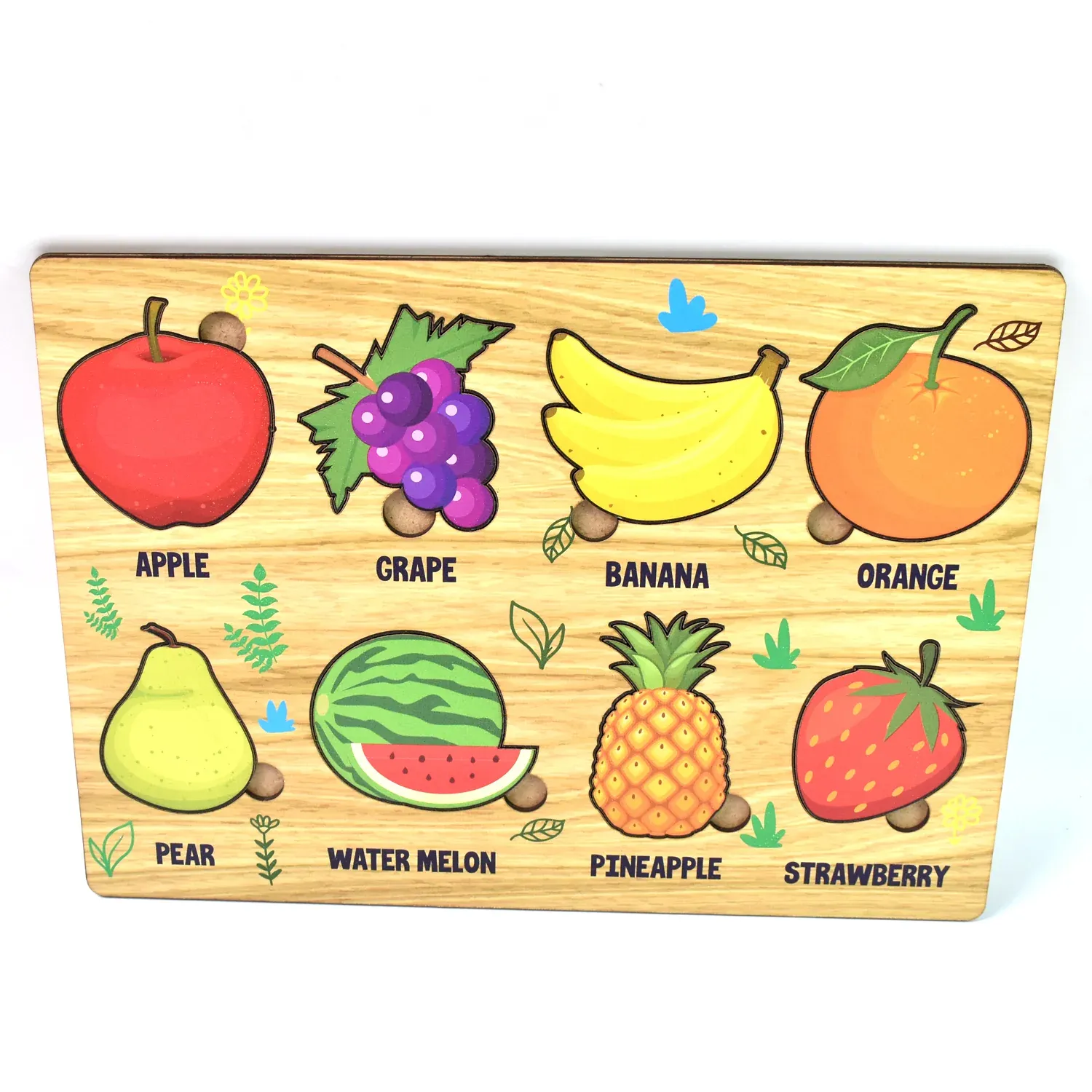 Wooden Fruit Puzzle – Toddler Learning Board | Inventive Play - Detailed Feature View 4