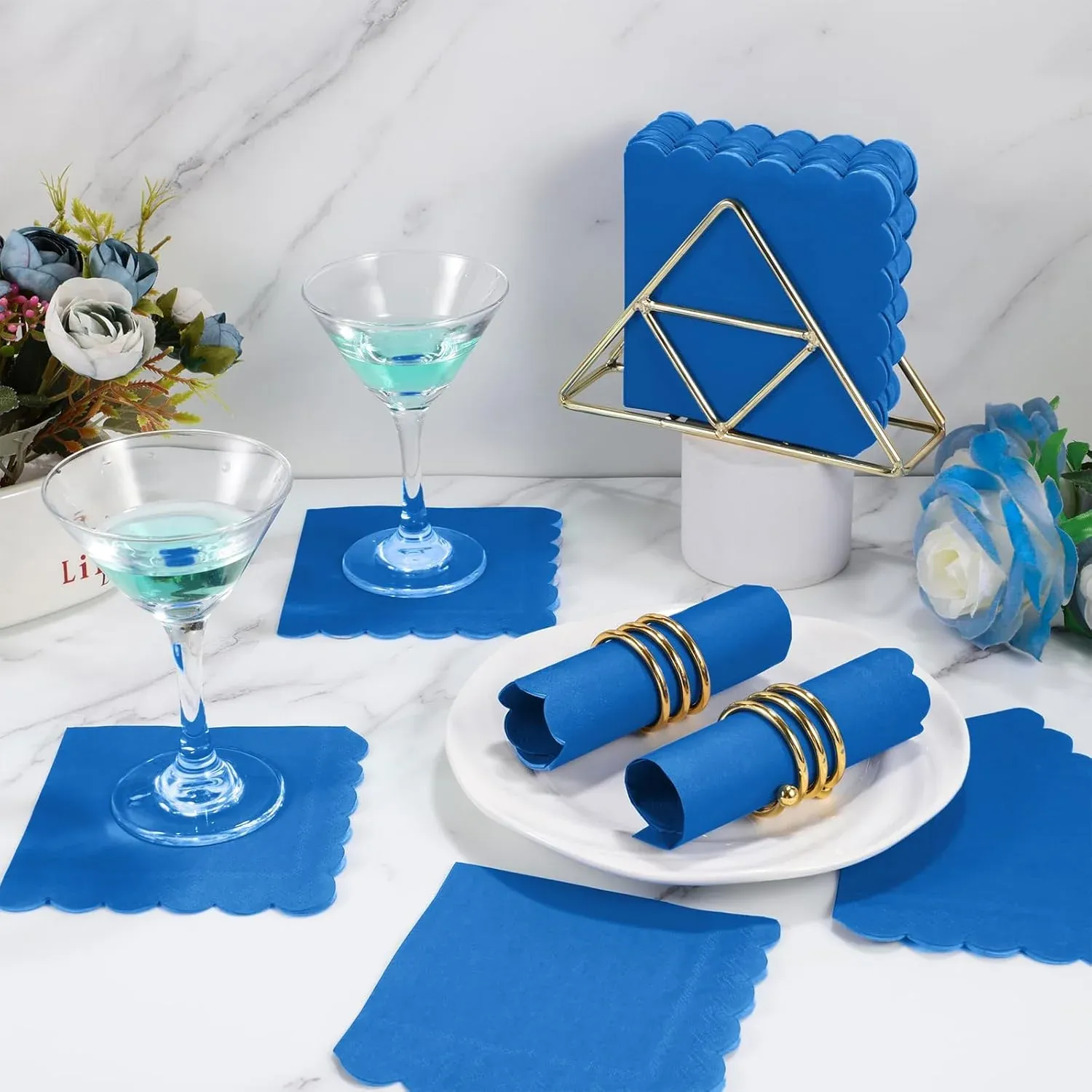Royal Scalloped Paper Napkins – Soft 120 Pc Disposable Set - Detailed Feature View 3