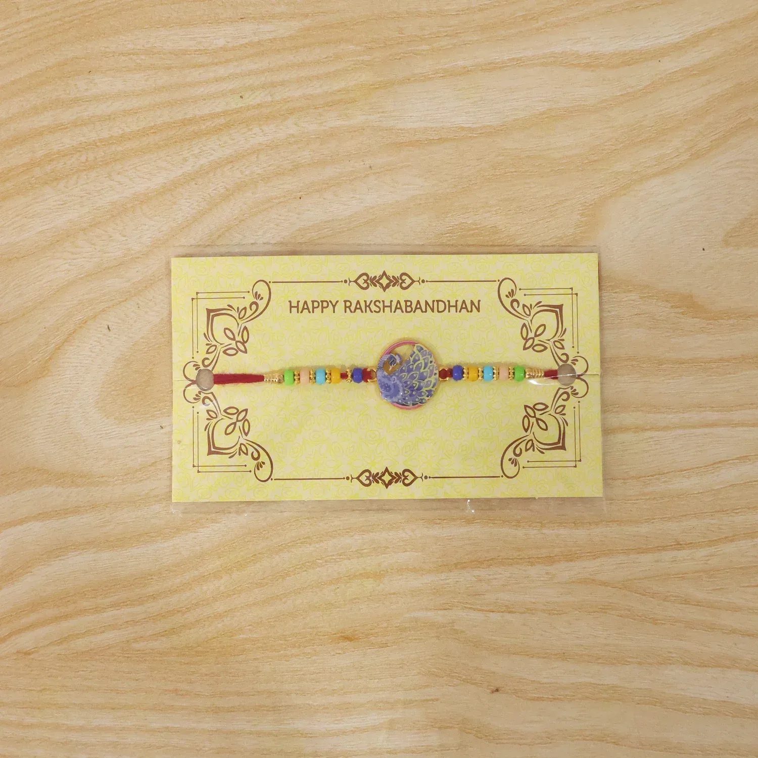 Peacock Rakhi – Vibrant Multicolor Beads for Raksha Bandhan - Detailed Feature View 7