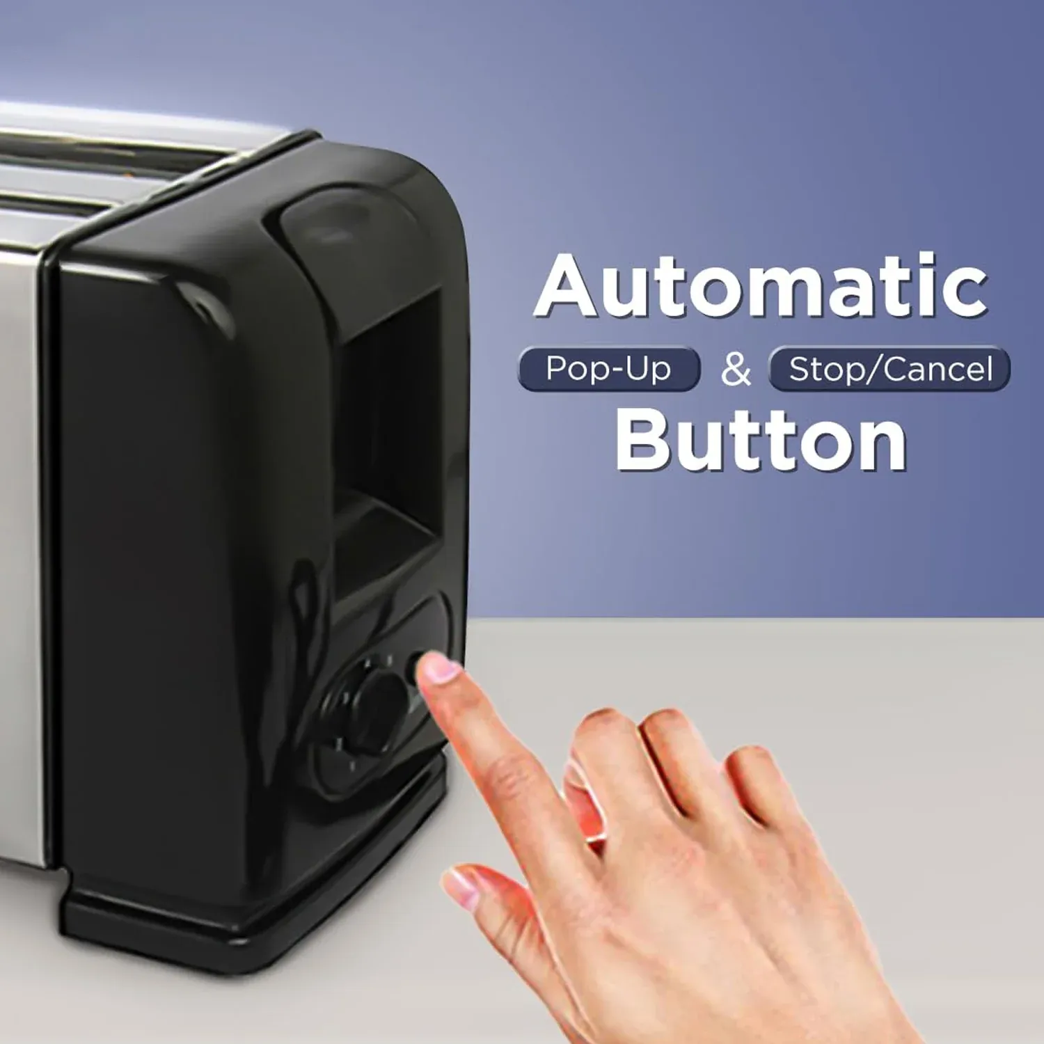 Pop-Up Toaster 1200W – 4-Slice Adjustable Browning Stainless Steel - Detailed Feature View 3