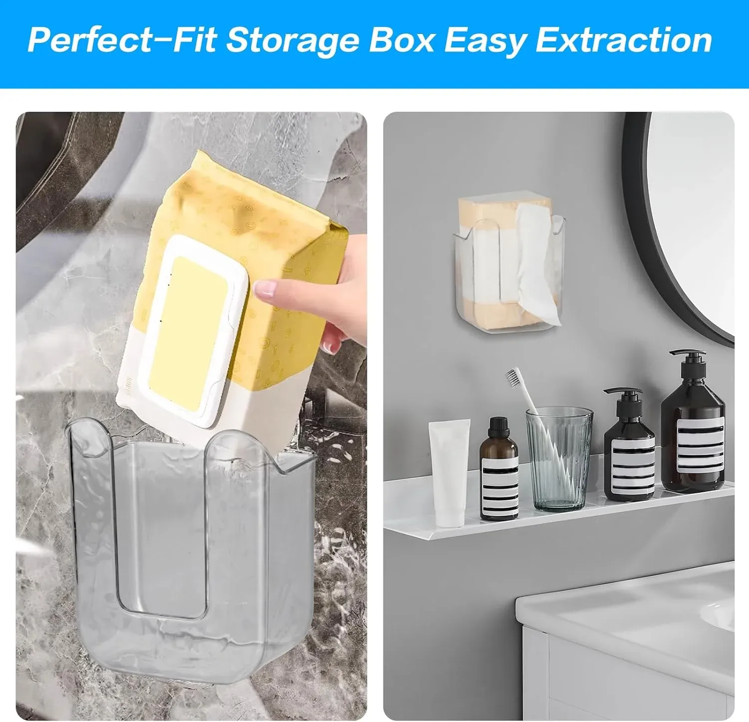 Tissue Dispenser Holder – Self-Adhesive Wall-Mounted Design - Detailed Feature View 5