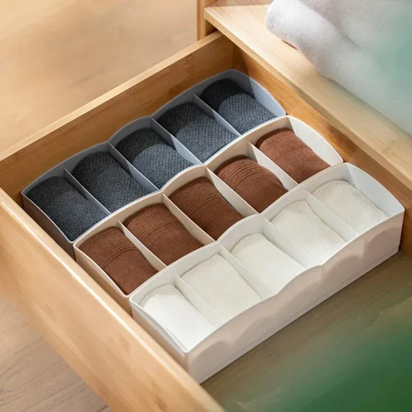 5-Compartment Plastic Storage Box – Drawer Organizer for Underwear, Socks & Accessories (Random color-Pack of 1)