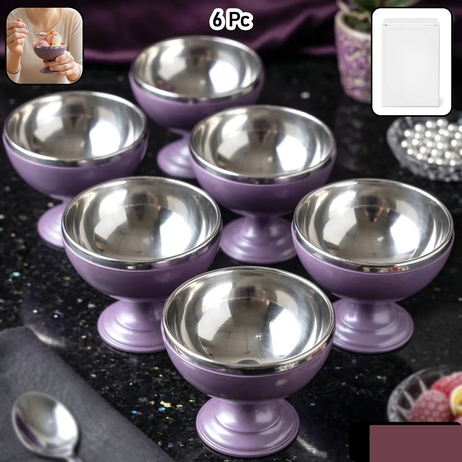 Stainless Steel Dessert Bowl Set – Elegant & Durable Serving Cups - Detailed Feature View 1