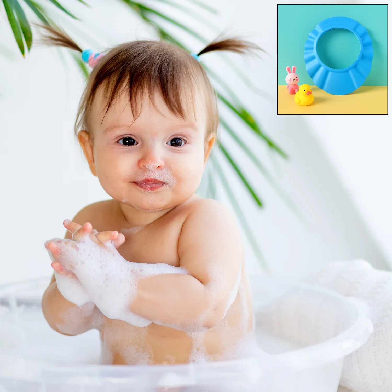 Adjustable Baby Shower Hat – Soft, Splash-Proof Protection - Detailed Feature View 3