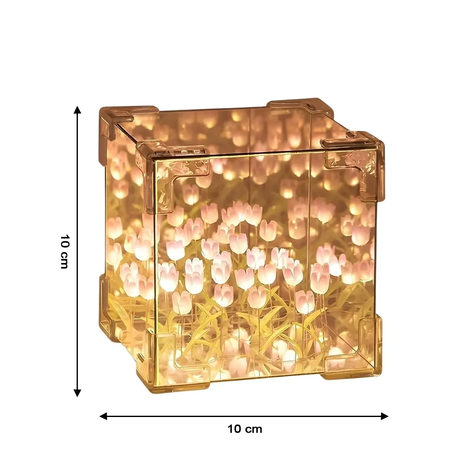 Tulip Flower LED Cube Night Lamp – Warm Ambient Decorative Light - Detailed Feature View 5