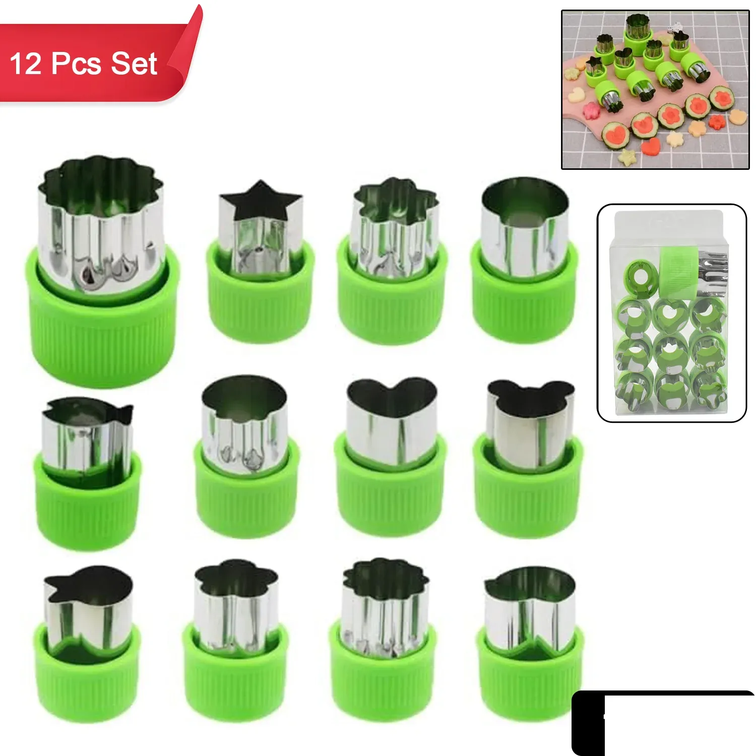 Stainless Steel Cookie Cutter Set – 12 Pc Baking Molds | Bake & Dwell - Detailed Feature View 1