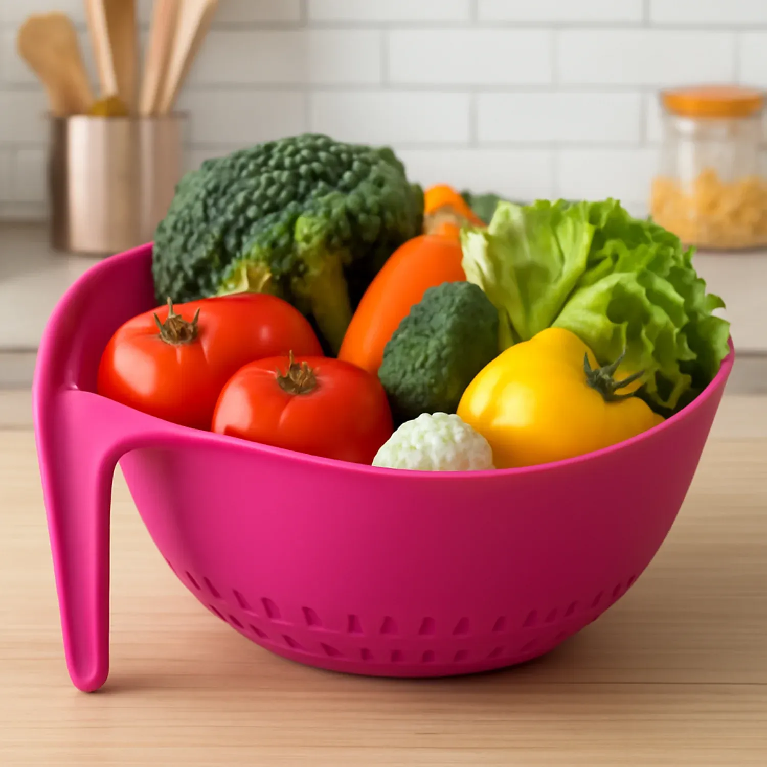 Triangular Kitchen Colander – Ergonomic Handle & Quick Drainage - Detailed Feature View 2