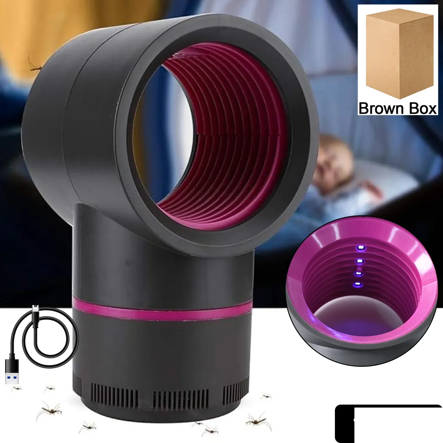 USB Electric Mosquito Killer Lamp – Silent, Baby-Safe Trap - Detailed Feature View 1