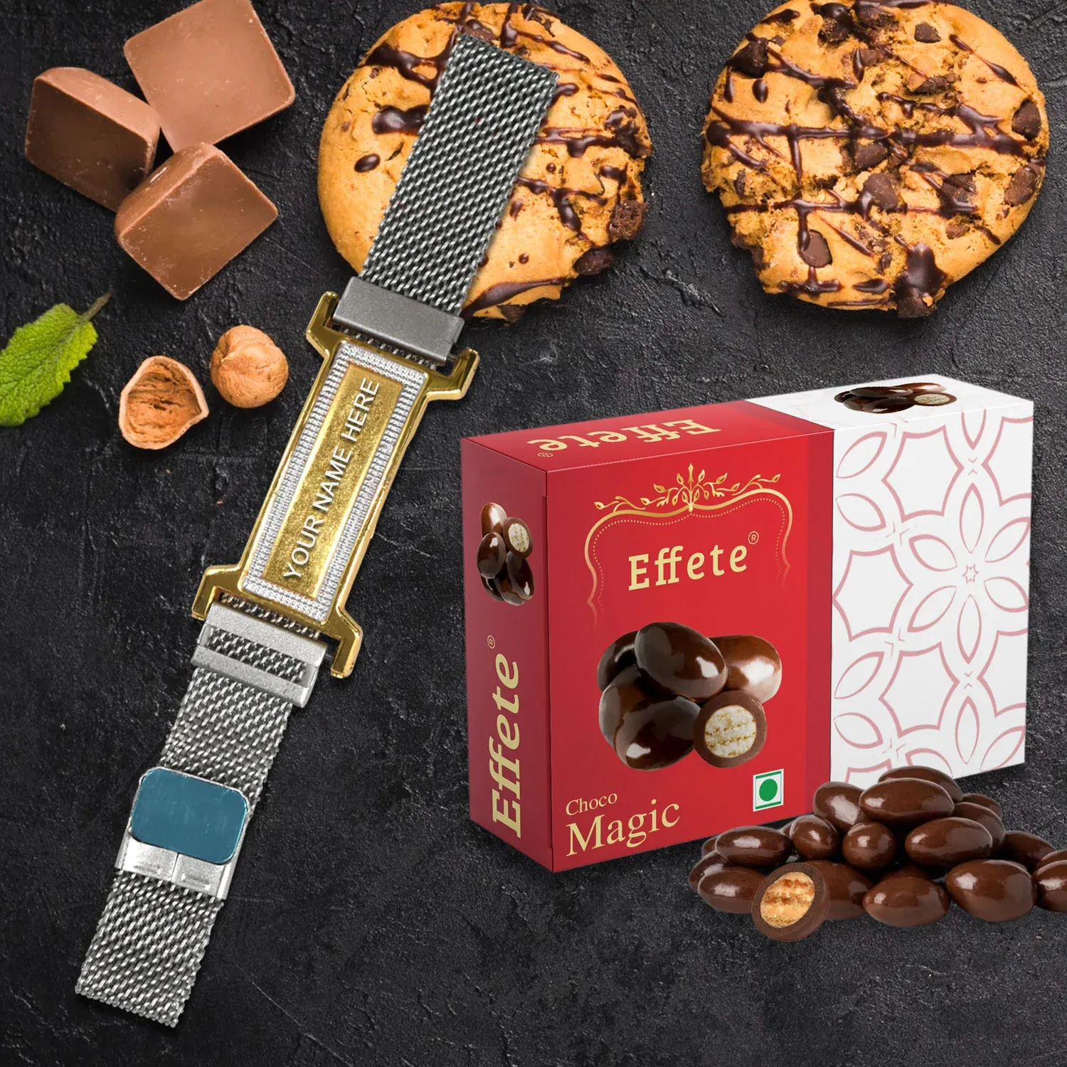 Personalised Bracelet Combo with Chocolates – Perfect Gift | Print On Demand