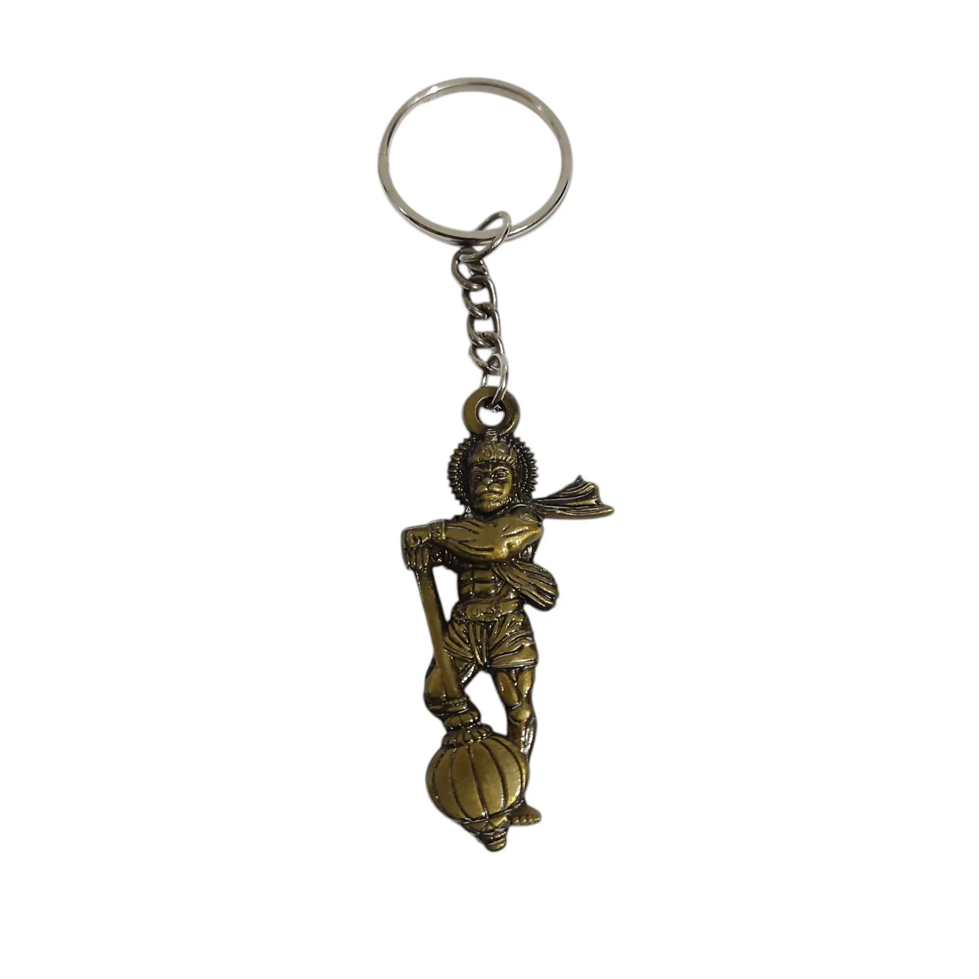 Hanuman with Gada Keychain | Strong Metal Keyring for Devotees & Gifts - Detailed Feature View 5