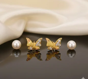 Gold Butterfly Stud Earrings – Elegant 18K Gold Design