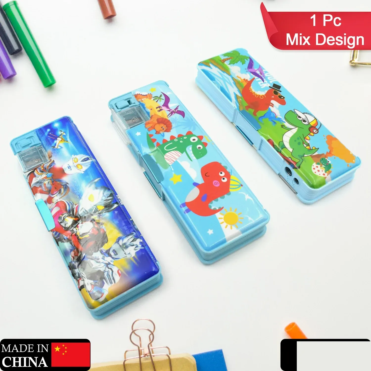 Kids Pencil Case – Dual Compartment Stationery Box | Deskrova - Detailed Feature View 1