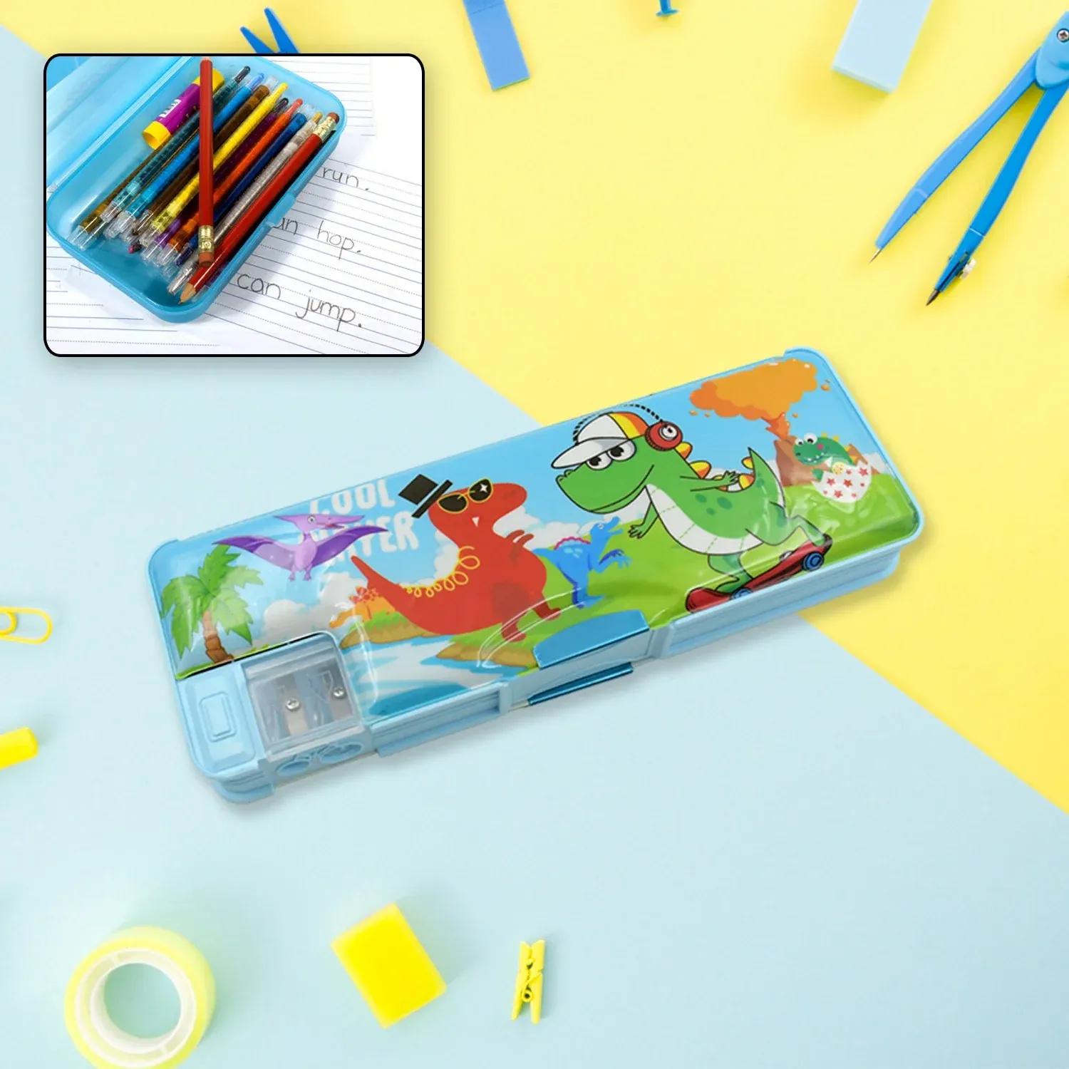 Kids Pencil Case – Dual Compartment Stationery Box | Deskrova - Detailed Feature View 3