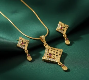 Cutwork Square Gold Pendant – Elegant Traditional Jewelry for Festive Wear