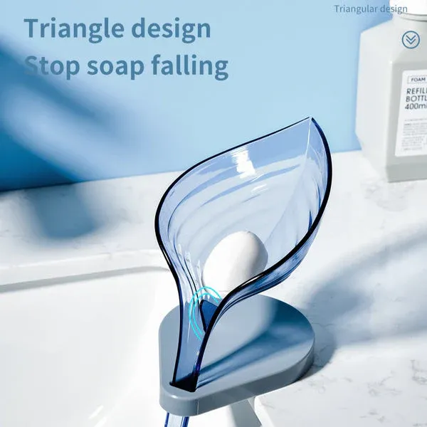 Self-Draining Soap Dish – Leaf Design Bathroom Holder | Velvet Wipe - Detailed Feature View 5