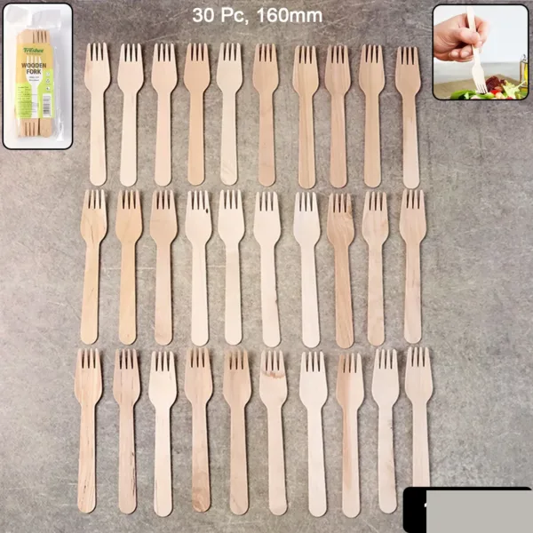 Wooden Fork 160mm – Eco-Friendly Disposable Birchwood Cutlery