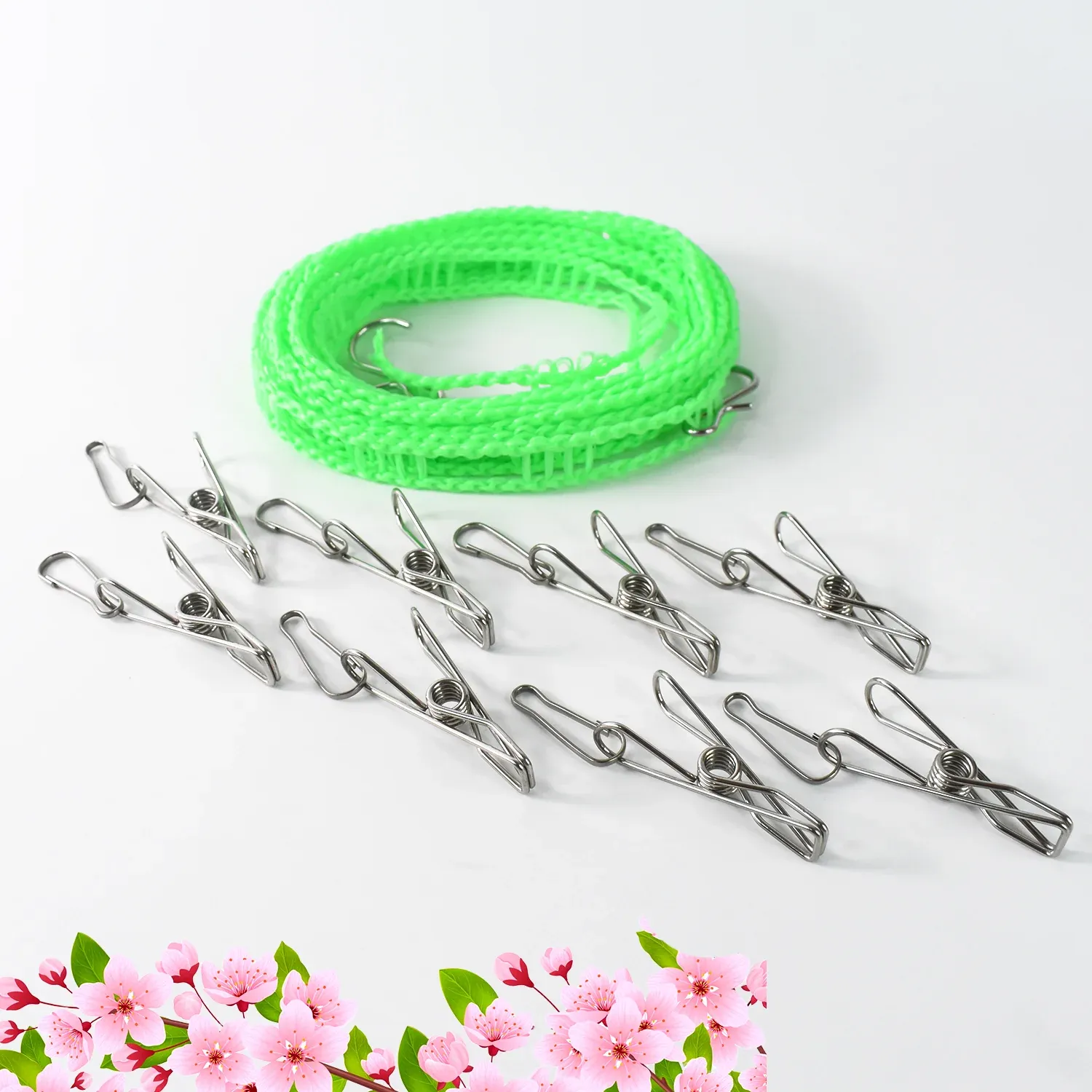 Stainless Steel Clothes Pegs – Durable Laundry Clips with Rope