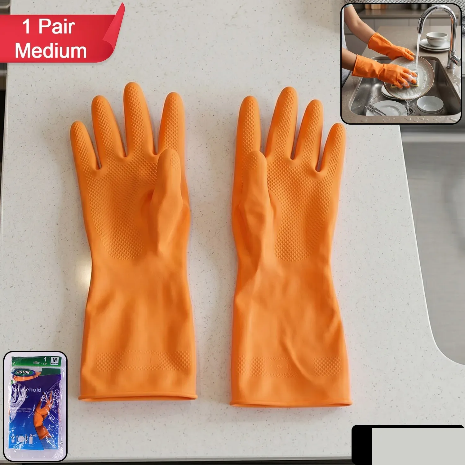 Waterproof Rubber Gloves – Reusable Kitchen & Household Protection - Detailed Feature View 1