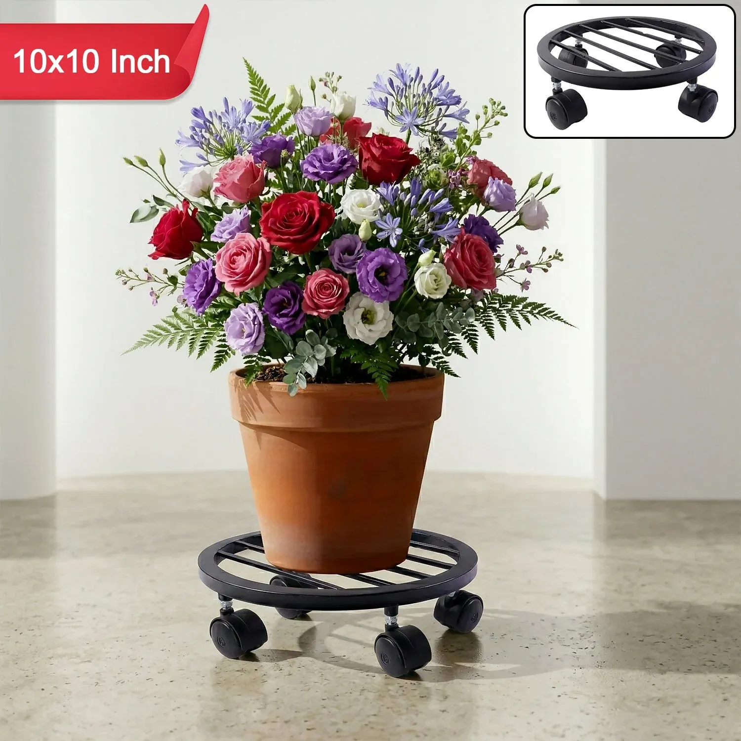 Premium Heavy Duty Round Plant Pot Trolley – Effortless Movement for Your Plants - Buy Online at Alikart