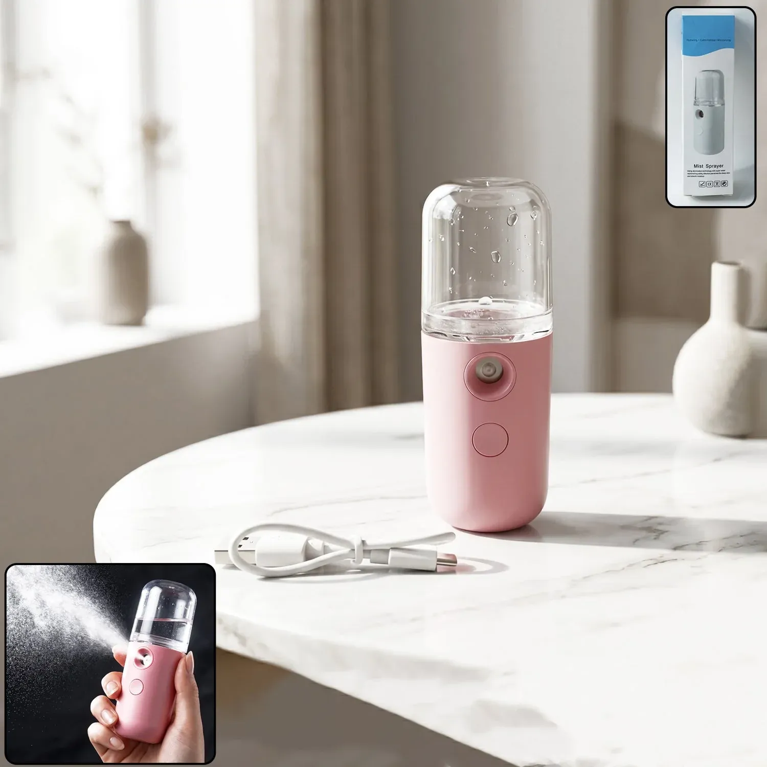 Premium Nano Mist Sprayer – Portable & Refillable for Instant Facial Hydration - Buy Online at Alikart