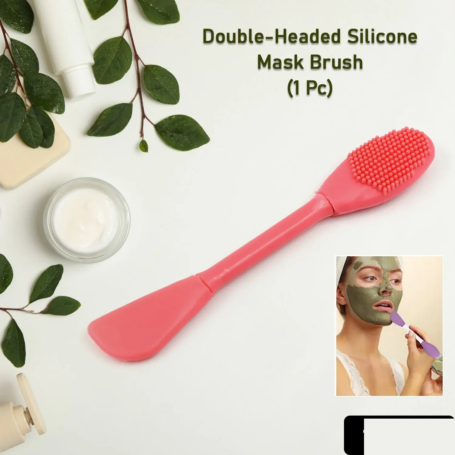 Silicone Mask Brush – Dual-Ended Face Skincare Tool | GlowForm - Detailed Feature View 1