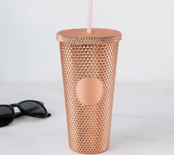 Studded Tumbler – Double Walled Cold Cup with Straw Lid