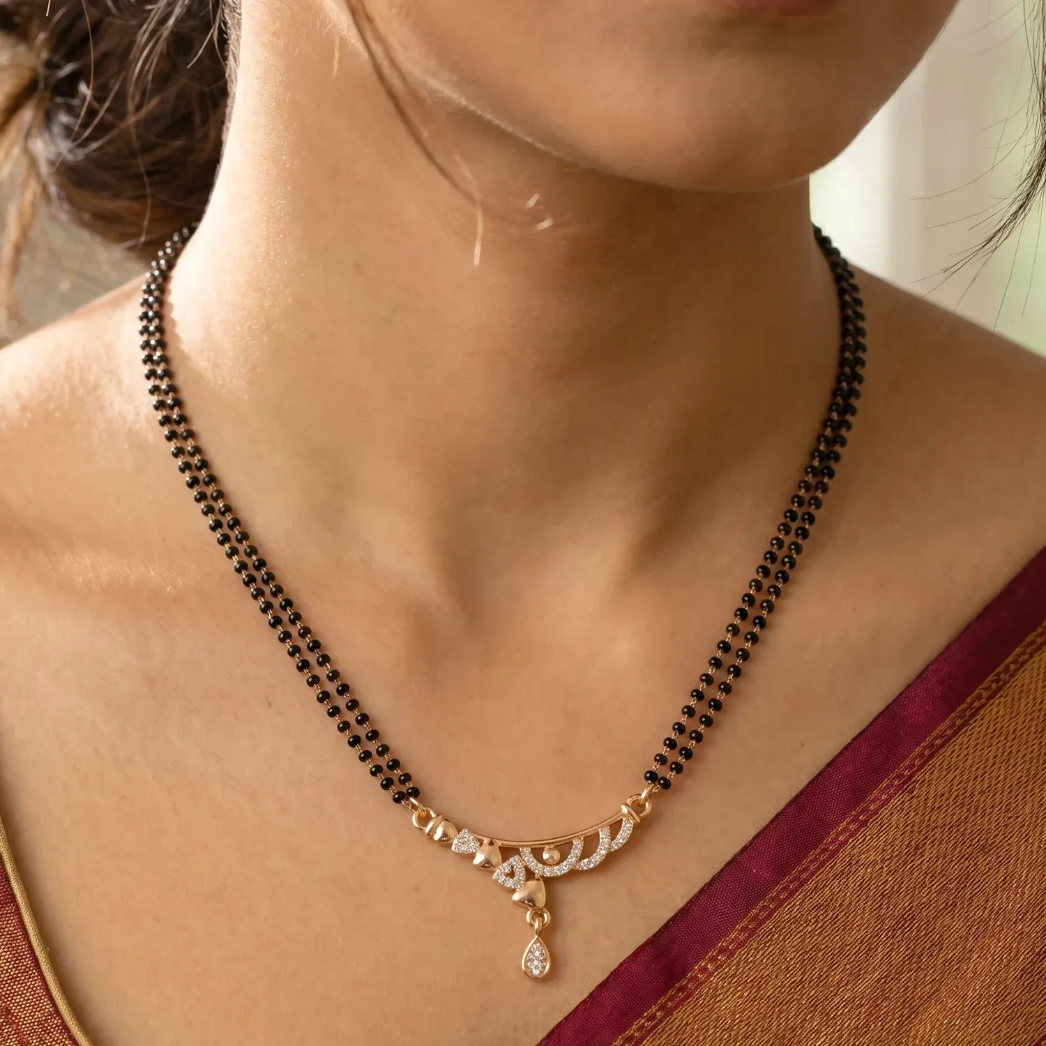 Mangalsutra with Heart Charms – Modern Design for Brides - Detailed Feature View 2