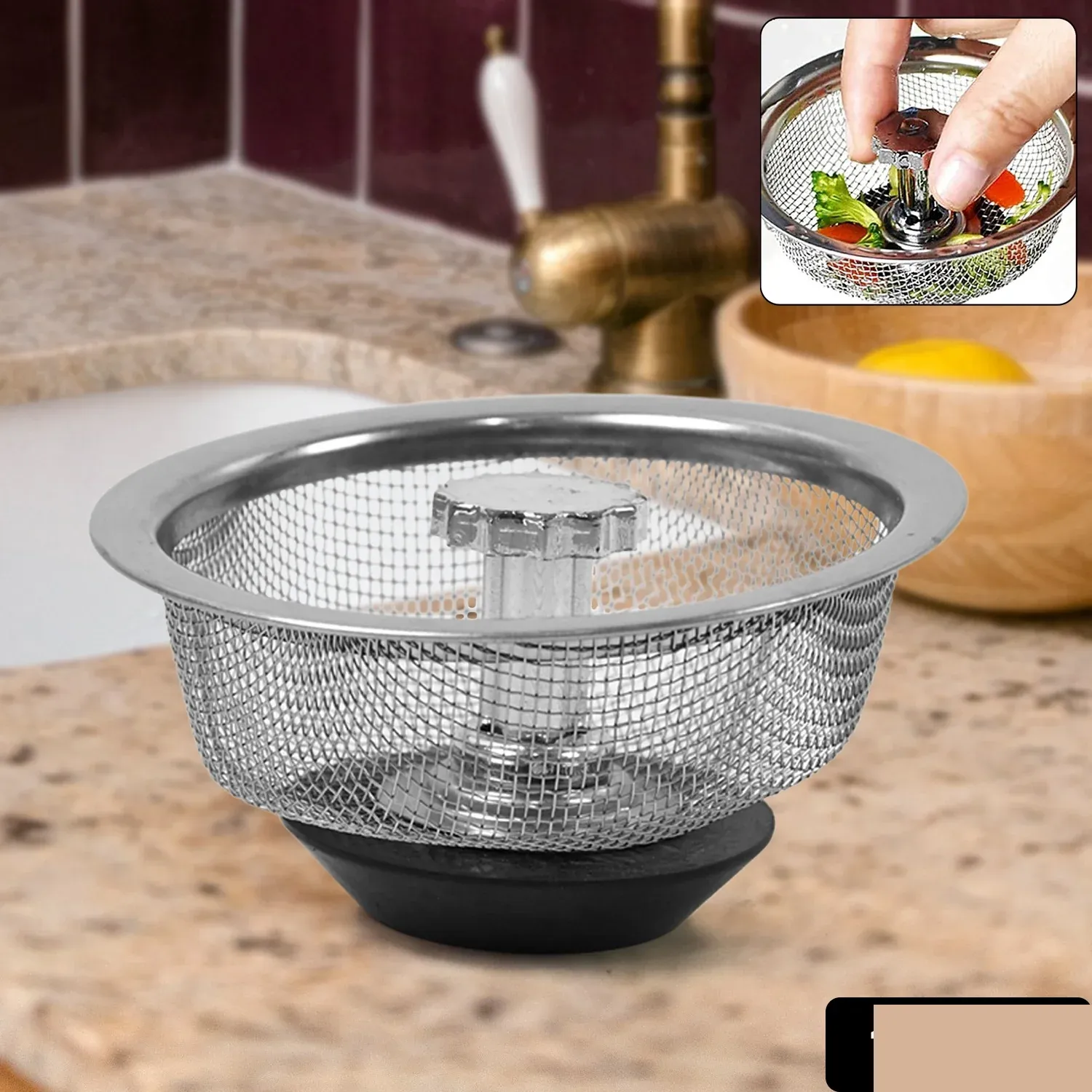 Stainless Steel Sink Strainer – Adjustable Stopper | Garth - Detailed Feature View 1