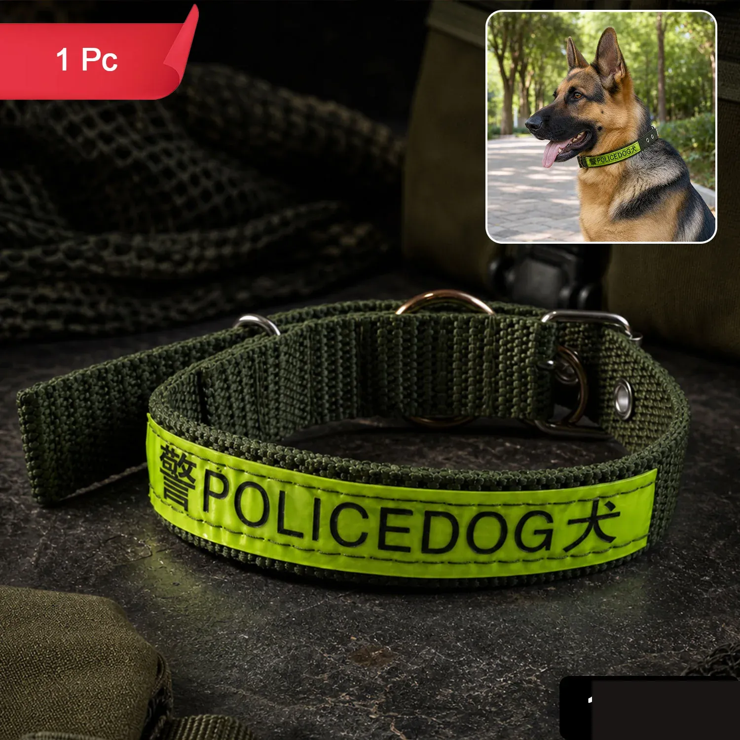 Heavy Duty Nylon Dog Collar – Reflective & Adjustable for Active Dogs - Detailed Feature View 1