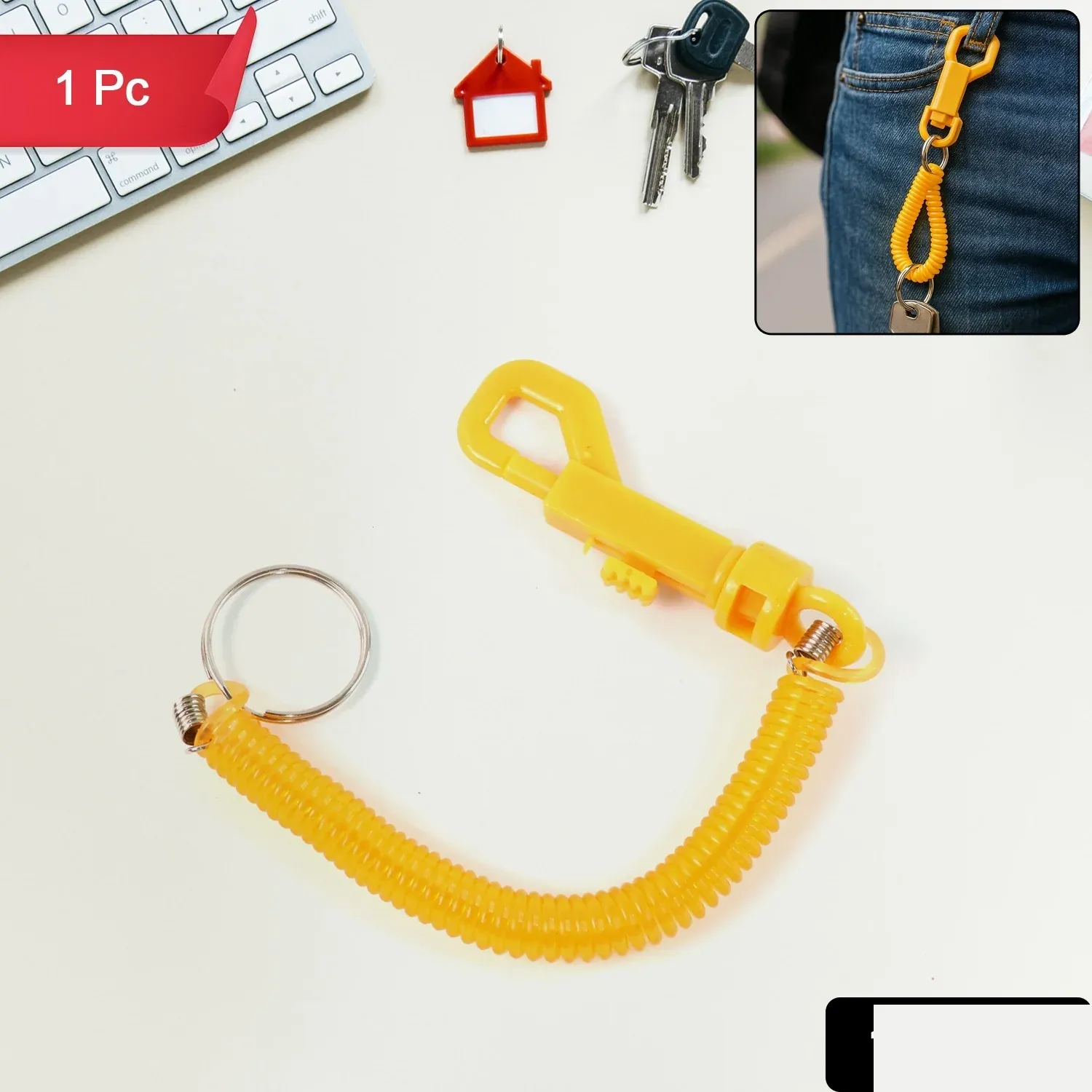 Premium Retractable Keychain – Durable Coiled Key Holder with Carabiner - Buy Online at Alikart