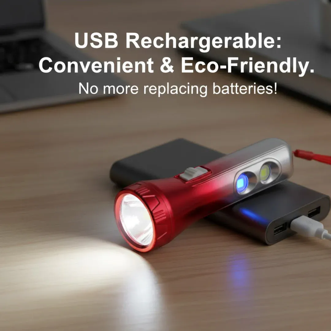 LED Torchlight – USB Rechargeable & Multi-functional - Detailed Feature View 1