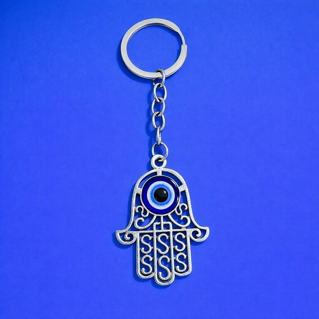 Premium Hamsa Evil Eye Keychain – Durable Protection Charm for Keys & Bags - Buy Online at Alikart