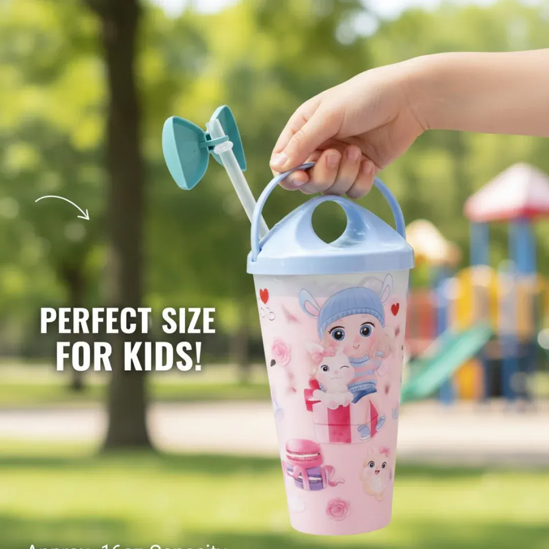 Unicorn Kids Water Bottle – Spill-Proof Straw & BPA-Free | TinyTrendy - Detailed Feature View 3