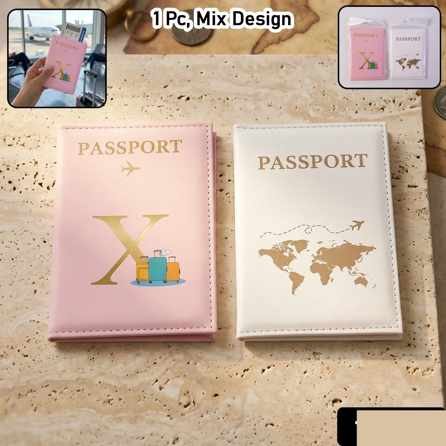 Travel Passport Holder Wallet – Stylish Mix Design & Compact - Detailed Feature View 1