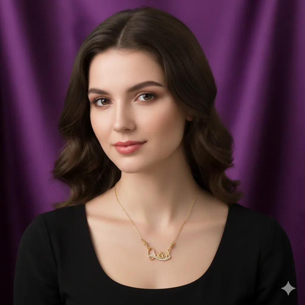 Queen Pendant Necklace Rose Gold Plated – Elegant Crystal Accent - Detailed Feature View 1