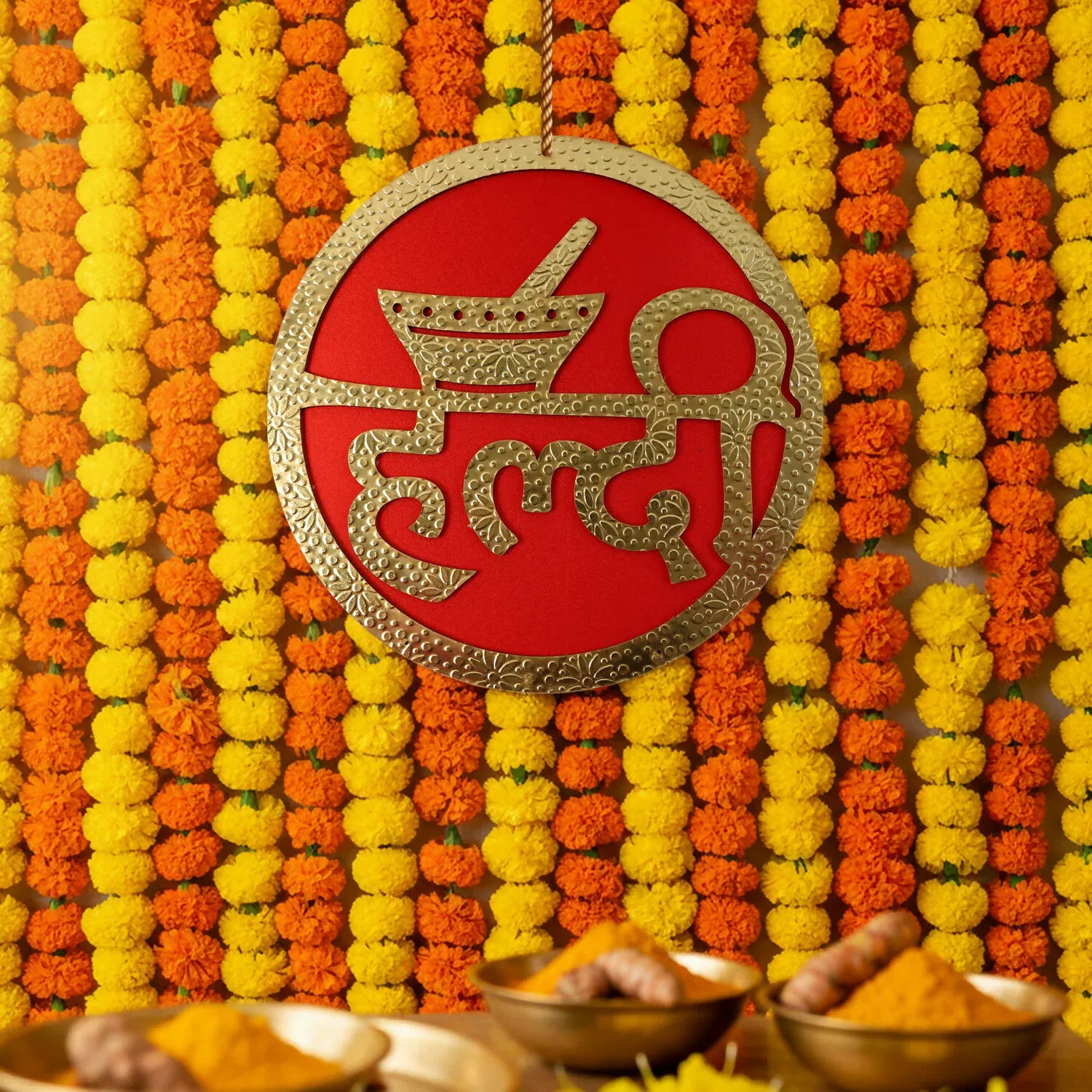 Premium Haldi Ceremony Wall Hanging – Bright Festive Wedding Decor - Buy Online at Alikart