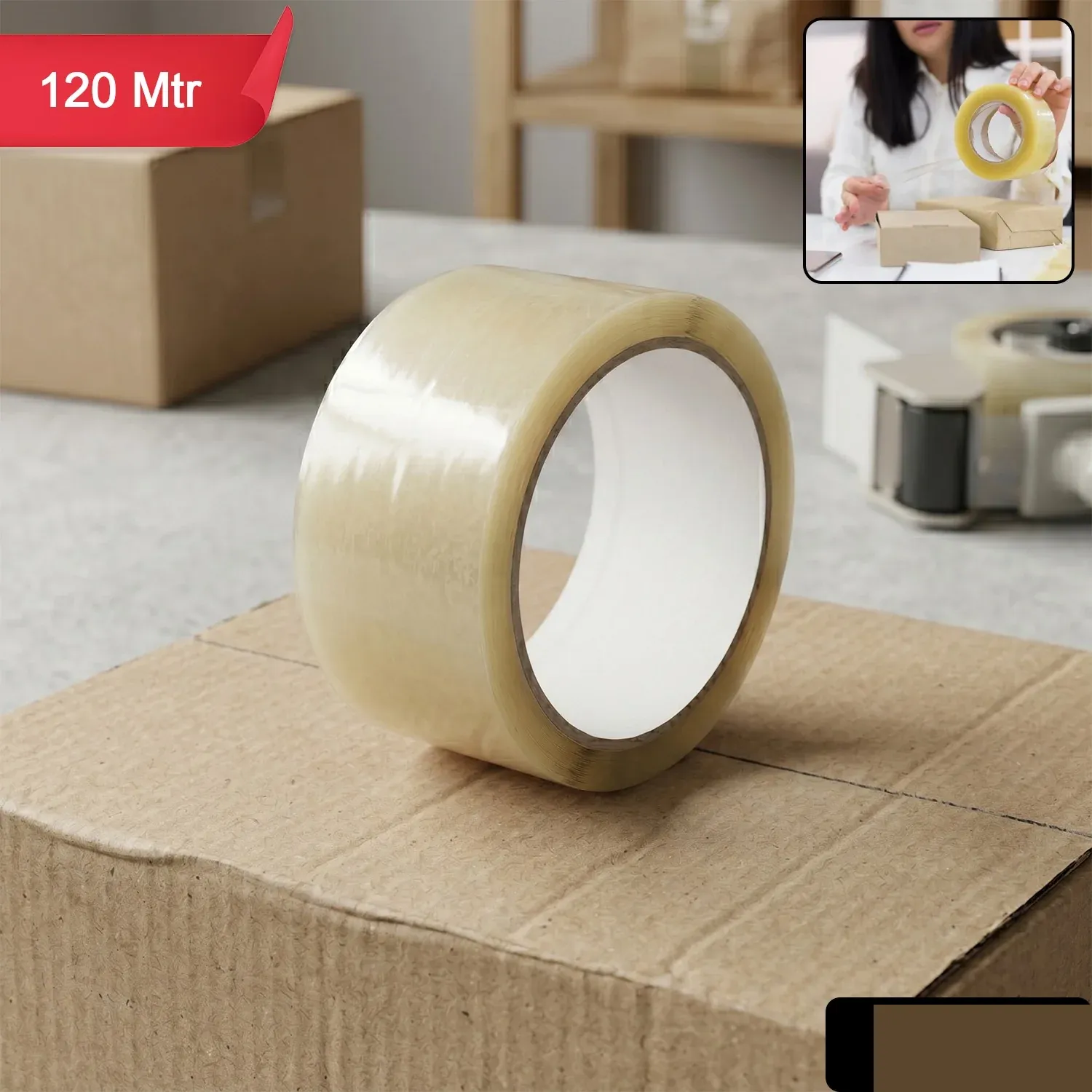 Transparent Packing Tape – Strong Adhesive 120M Roll | Styleva - Detailed Feature View 2